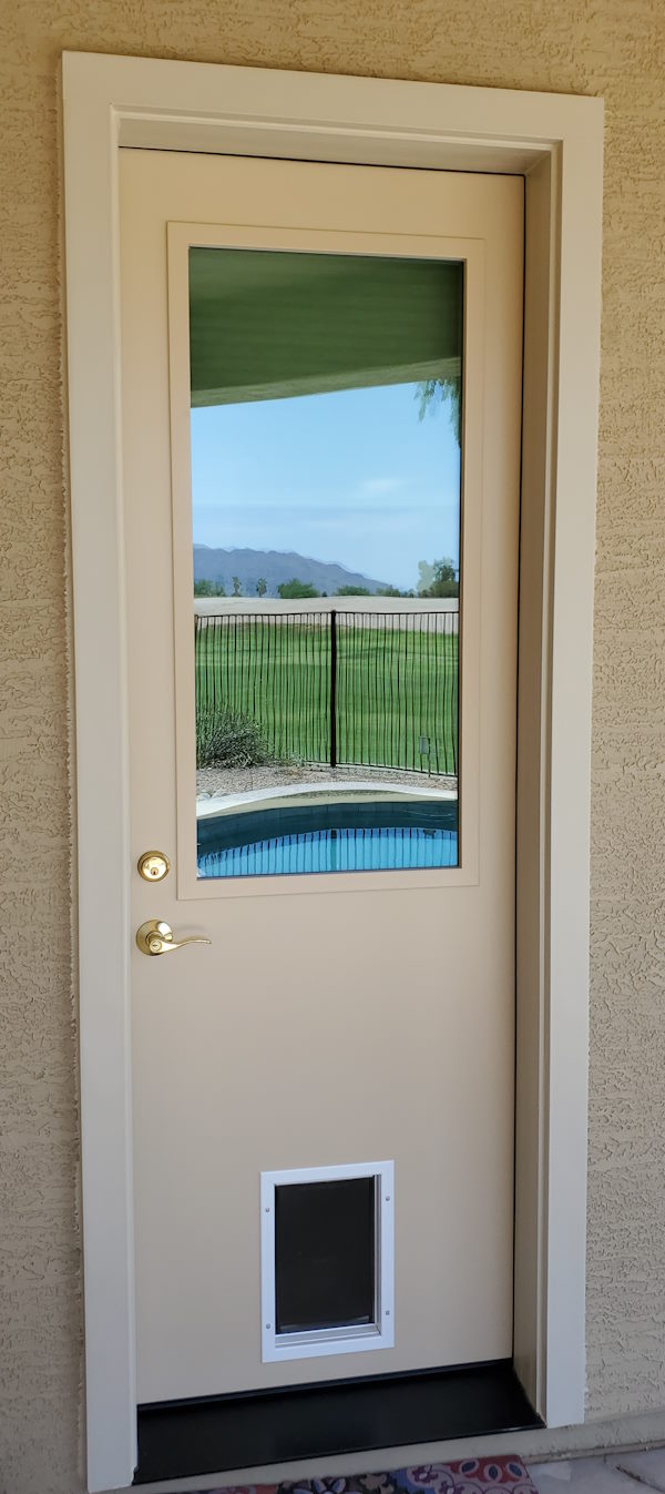 Exterior door with built in pet door best sale